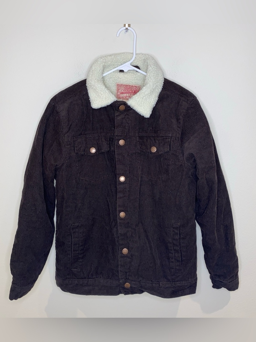 Brooklyn Cloth Brown Corduroy Trucker Jacket Woman’s S Sherpa Lined Snap Closure